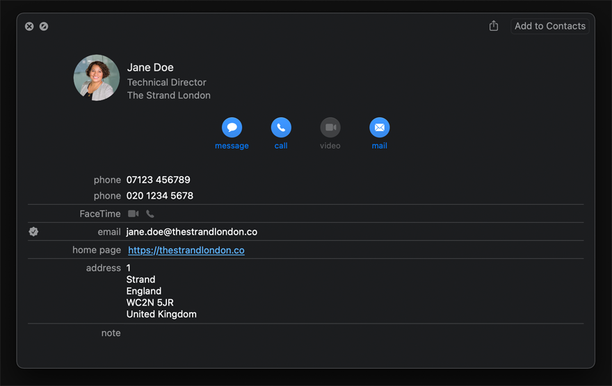 vCard demo